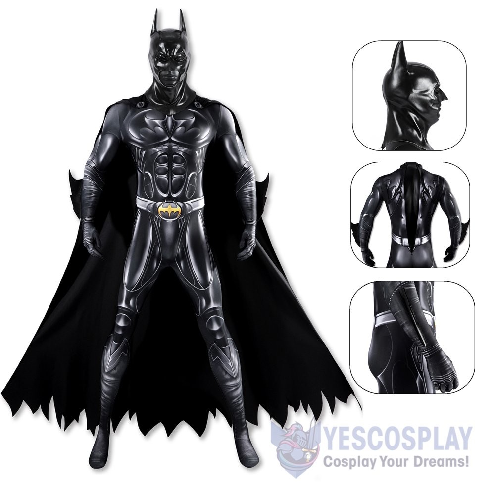 Forever Bruce Thomas Wayne Black Cosplay Costume Jumpsuit for Adults