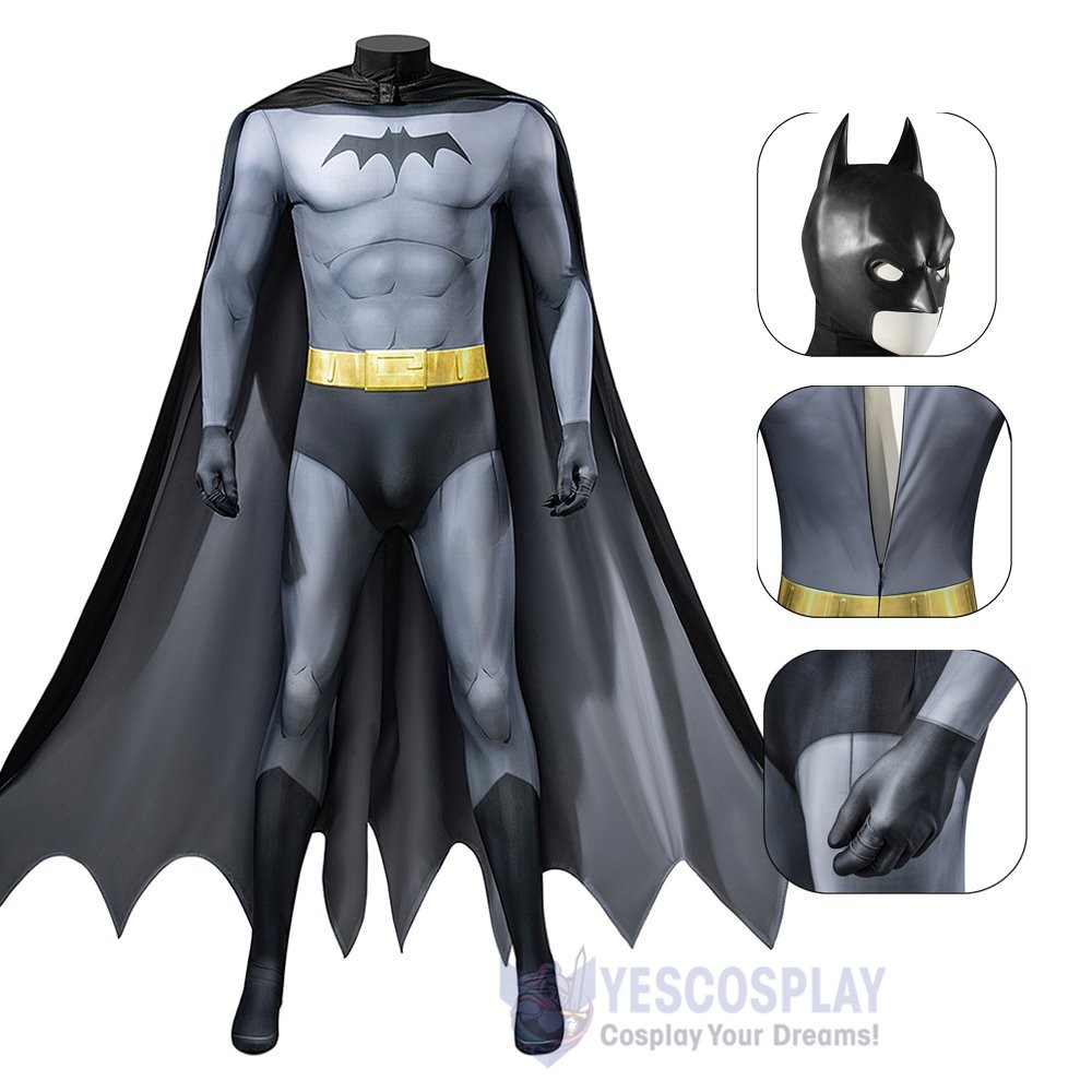 Bruce Wayne Caped Crusader 2024 Animated Bruce Wayne Cosplay Costume Jumpsuit Adult Halloween Suit