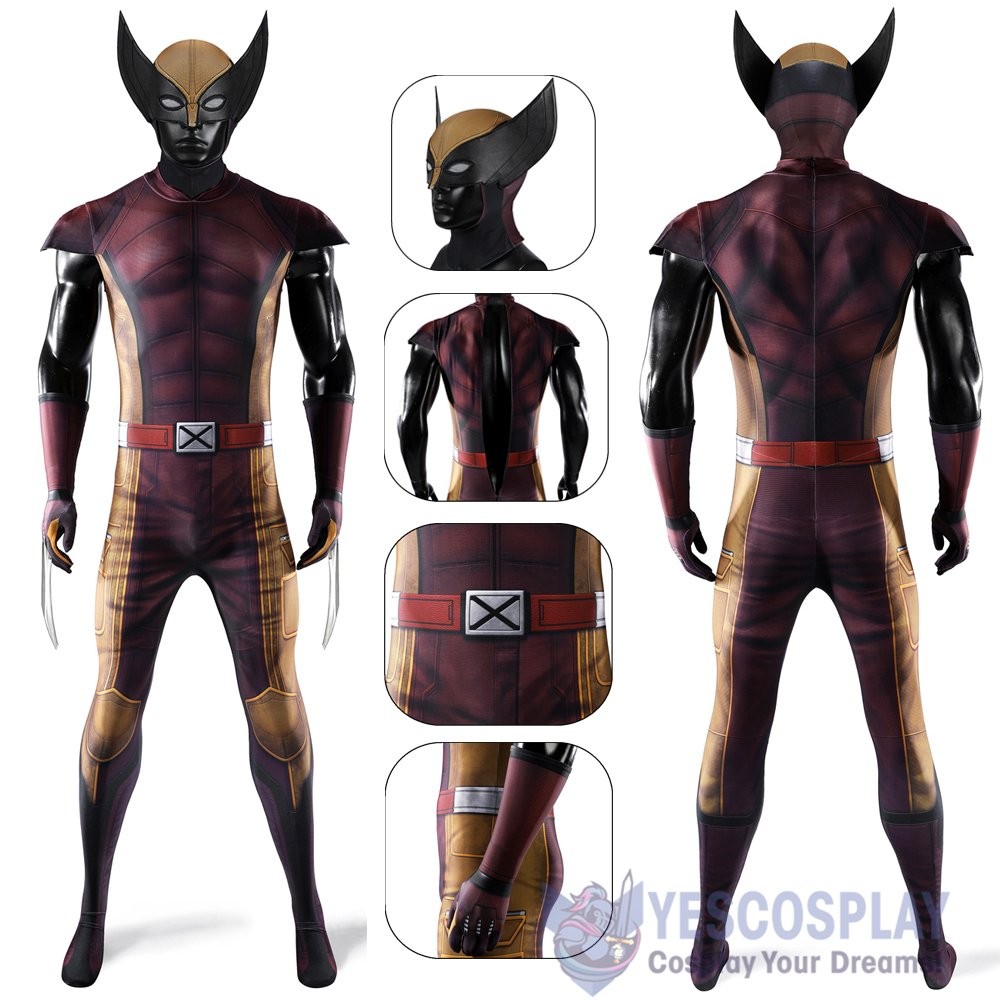Deadpool & Wolverine Brown Battle Suit Cosplay Jumpsuit for Adults