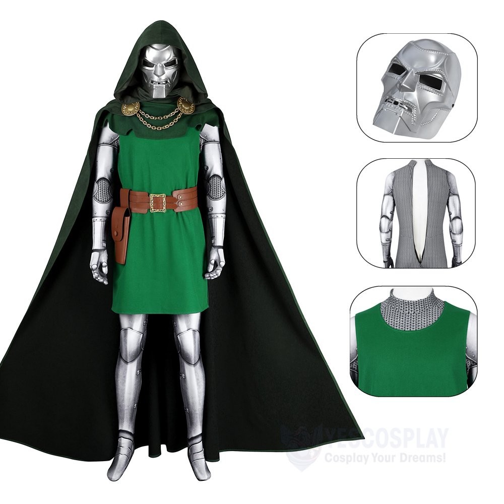 Doctor Doom Cosplay Costumes Fantastic Four Halloween JumpSuits Party Outfit