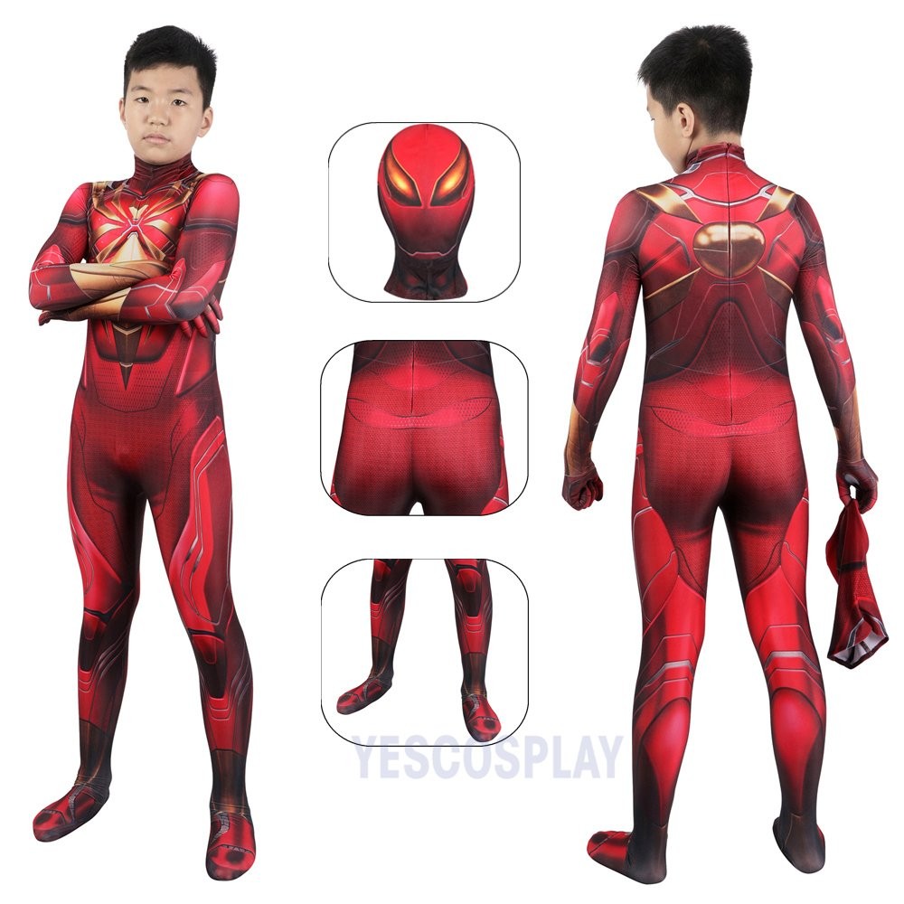 Kids Spider-Man Cosplay Costumes Iron Spider Armor Cosplay Jumpsuits