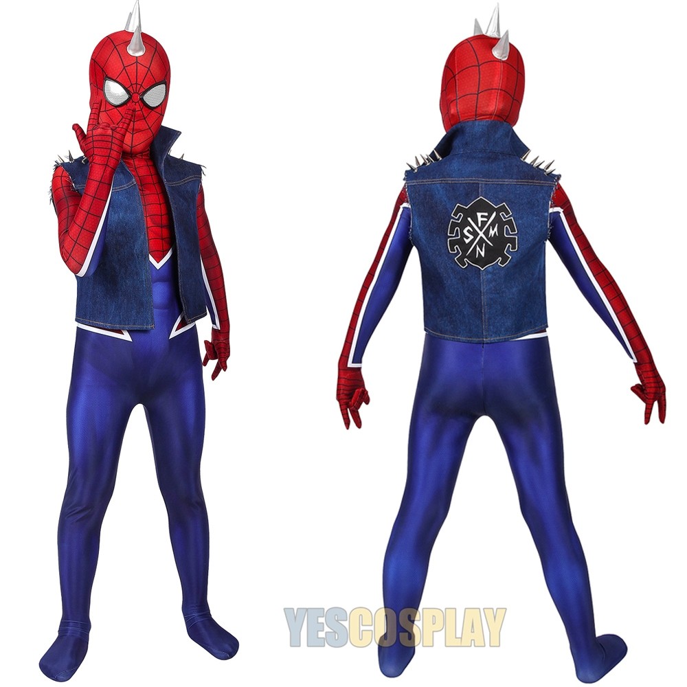 Kids Spider-man Cosplay Costumes Punk-Rock Spidey Cosplay Suit