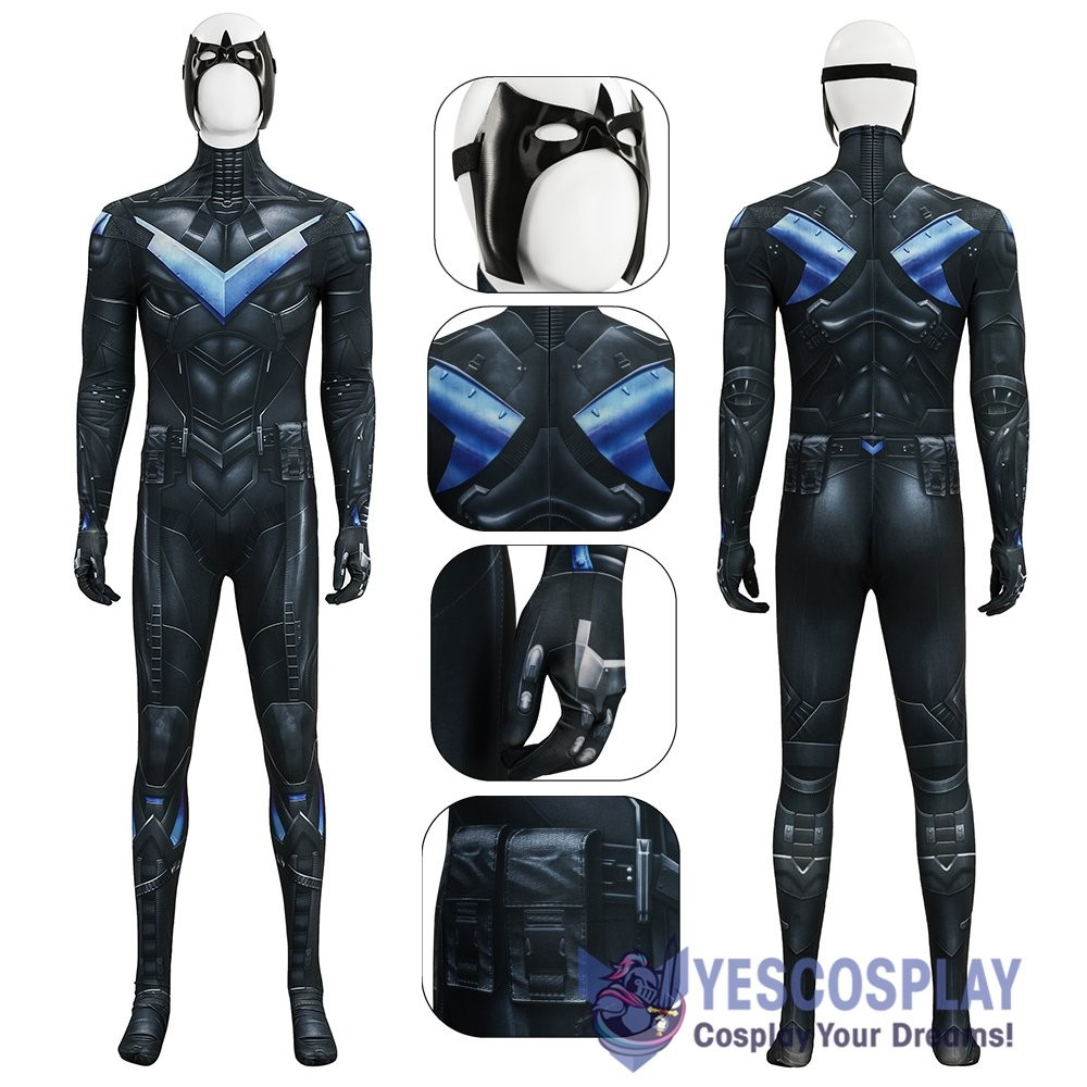 Dark Knight Arkham Knight Dick Grayson Cosplay Costume Jumpsuit for Adults