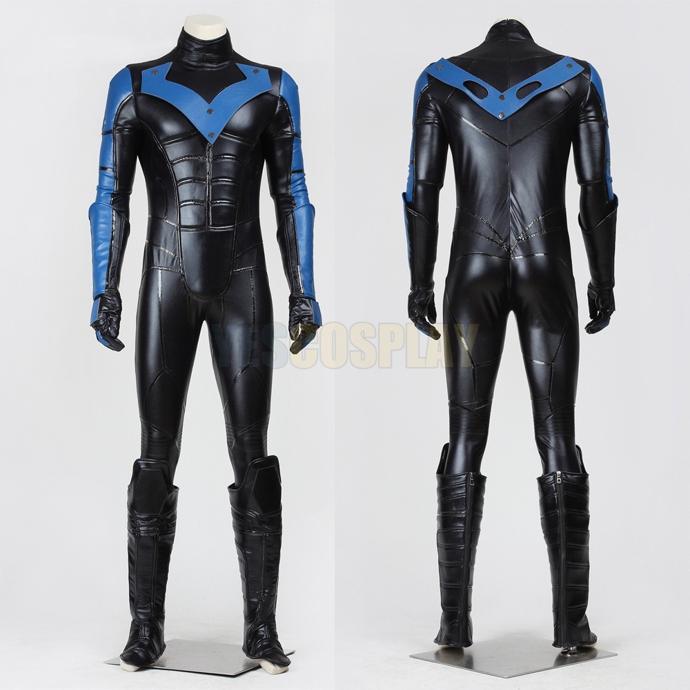 Dick Grayson Costume Artificial Leather Cosplay Suit