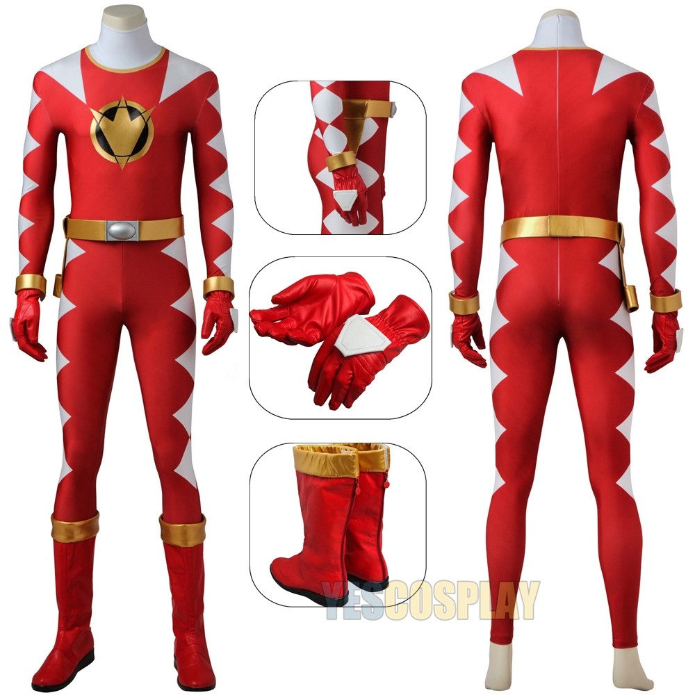 Power Rangers Costume Red Dino Thunder Ranger Conner McKnight Cosplay Suit
