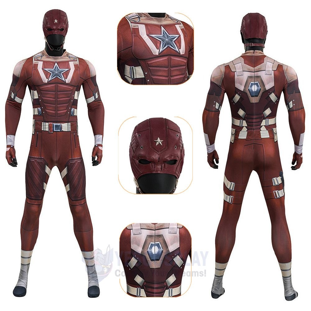 Thunderbolts Red Guardian Cosplay Bodysuit Adult Halloween Jumpsuit