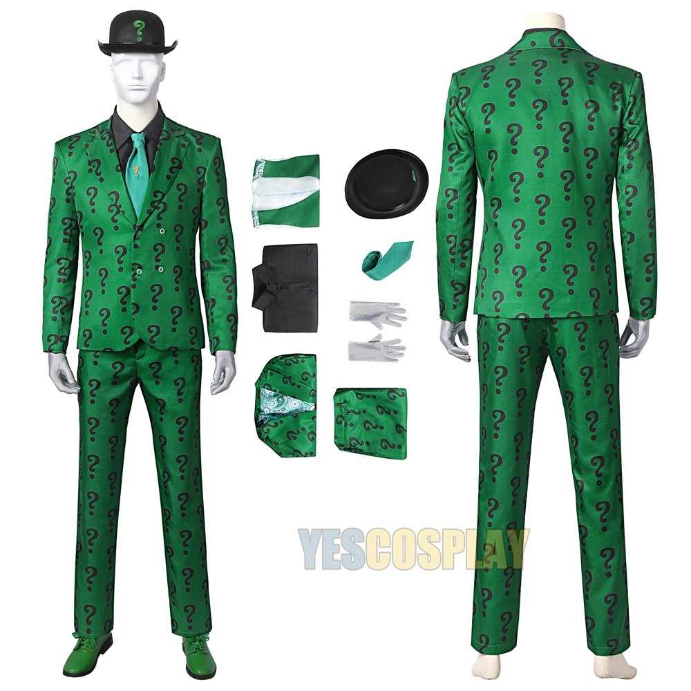 Riddler Edward Nygma Costumes 1960s Bruce Wayne Green Cosplay Suit