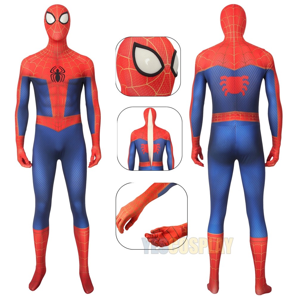 Spider-Man Peter Parker Costume Into the Spider-Verse Printed Cosplay Suit 