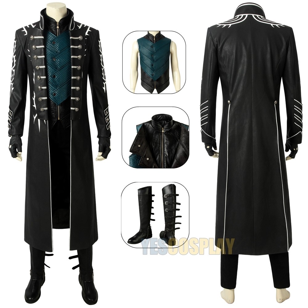 Vergil Cosplay Costumes Devil May Cry 5 Black Cosplay Suit - YesCosplay
