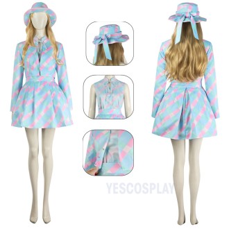 Barbie Film 2023 cosplay Costumes Blue Dress Top Level