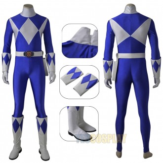 Blue Ranger Cosplay Costume Mighty Morphin Power Rangers Billy Cranston Suit