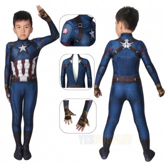 Kids Captain America Avengers Endgame Steven Rogers Cosplay Costume