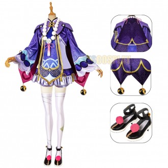 Genshin Impact Qiqi Cute Purple Cosplay Costumes