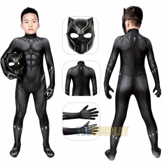 Kids Black Panther Cosplay Costume Avengers Endgame Suit For Halloween