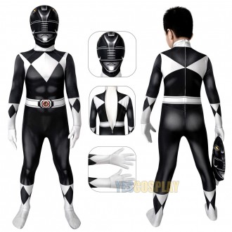 Kids Black Ranger Cosplay Costume Black Ranger 3D Spandex Suit