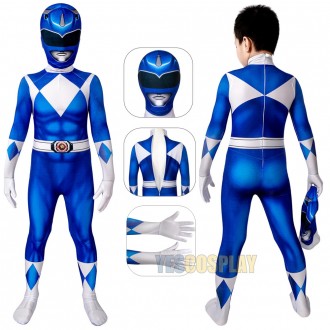 Kids Blue Ranger Cosplay Suit 3D Printed Costume For Halloween