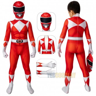 Kids Red Ranger Cosplay Costume Suit Power Ranger 3D Suit For Halloween