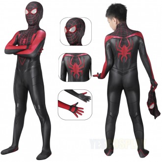 Kids Spiderman Miles Morales PS5 Cosplay Costume Jumpsuit