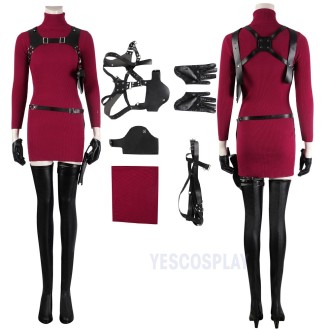 Resident Evil 4 Cosplay Costumes Remake Ada Wong Red Dress For Halloween