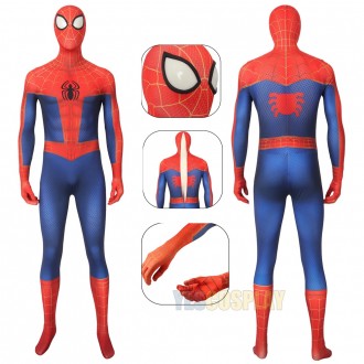 Spider-Man Peter Parker Costume Into the Spider-Verse Printed Cosplay Suit 