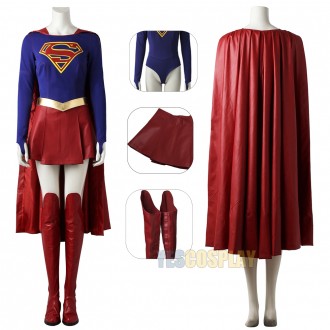 Super Girls Cosplay Costume Classic Kara Zor-El Red Suit With Cloak