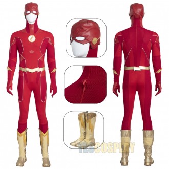 TF S8 Barry Allen Cosplay Costumes With Golden Boots