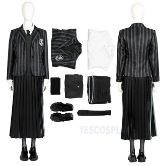 The Addams Family Cosplay Costumes Wednesday Halloween Suits