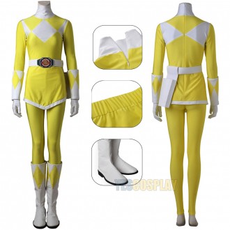 Yellow Ranger Cosplay Costumes Mighty Morphin Power Rangers Trini Kwan Suit