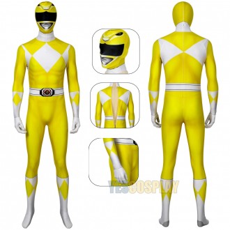 Yellow Ranger Cosplay Suits Power Rangers Yellow HQ Printed Cosplay Suit