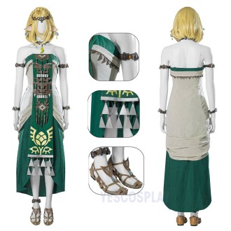 Zelda Princess Green Dress The Legend of Zelda Tears of the Kingdom Cosplay Costumes