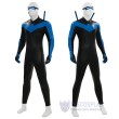 Dick Grayson Blue Leather Comic Style Cosplay Costume No Muscle Padding