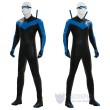 Dick Grayson Blue Leather Comic Style Cosplay Costume No Muscle Padding