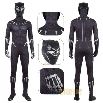 2018 Black Panther Costume T'Challa Black Cosplay Jumpsuit