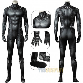 Black Panther Cosplay Costume T'challa Classic Printed Black Suits