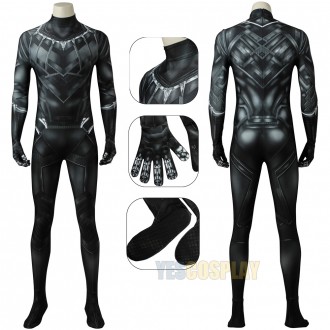 Black Panther Cosplay Suit Civil War T'Challa Printed Costume