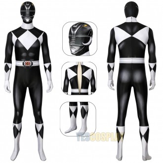 Black Power Rangers Cosplay Costume HQ Printed Spandex Suit Edition