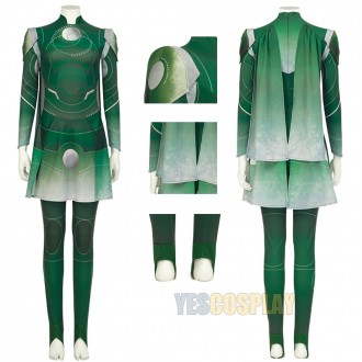 Eternals Sersi Cosplay Costume Green Suit Spandex Printed Jumpsuit