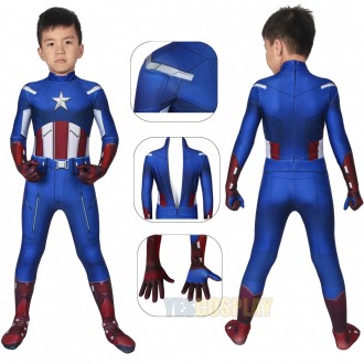Kids Captain America Costume Classic Captain America Blue Cosplay Suit