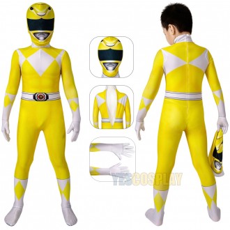 Kids Yellow Ranger Cosplay Suit 3D Printed Costume For Halloween