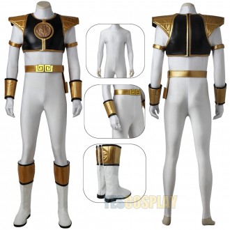Mighty Morphin Power Rangers Costume White Ranger Cosplay Suit