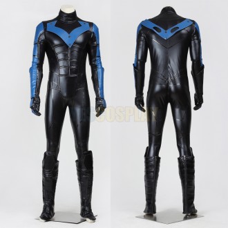 Dick Grayson Costume Artificial Leather Cosplay Suit