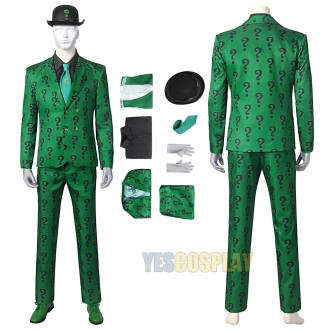 Riddler Edward Nygma Costumes 1960s Bruce Wayne Green Cosplay Suit