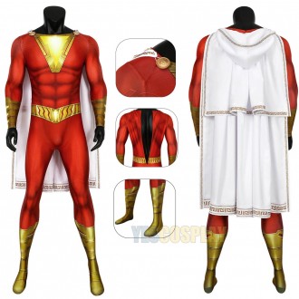 Billy Batson Cosplay Jumpsuit Billy Batson 3D Printed Costume With Cloak