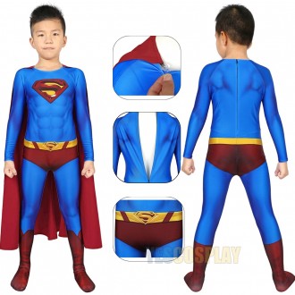 Super Hero Costume Kids Crisis on Infinite Earths Blue Cosplay Suit