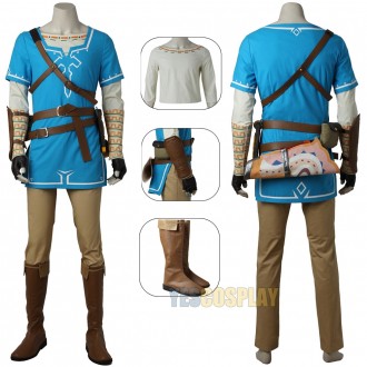 The Legend of Zelda Breath of the Wild Link Blue Tunic Cosplay Costumes