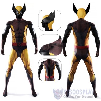 X-Men Wolverine Brown Classic Cosplay Costume Jumpsuit for Adults